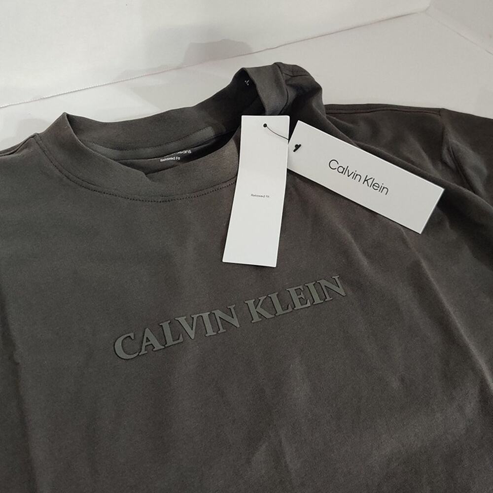 Calvin Klein Jeans Logo T-Shirt Charcoal Gray Relaxed Fit Men's NWT Cotton Tee